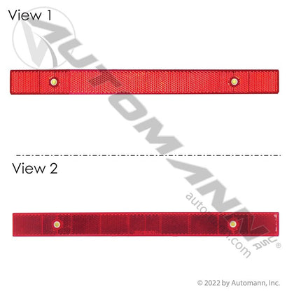 Reflex Reflector Strip - Red 1-3/32 in x 12 in Quick-Mount - Grote 41122 Trucklite 98154R 571.RF2X12QMR 571.RF2X12QMR - Automann - FLEETPRO PARTS & TIRES