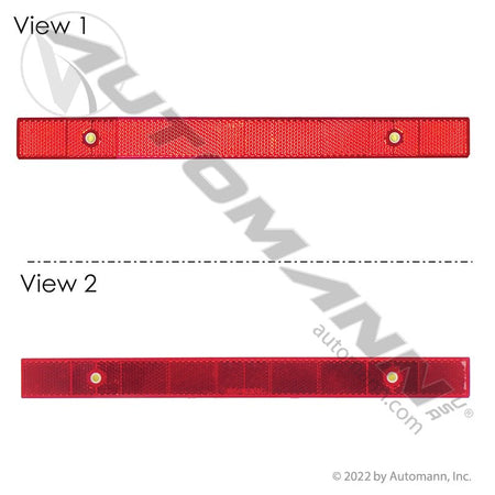 Reflex Reflector Strip - Red 1-3/32 in x 12 in Quick-Mount - Grote 41122 Trucklite 98154R 571.RF2X12QMR 571.RF2X12QMR - Automann - FLEETPRO PARTS & TIRES