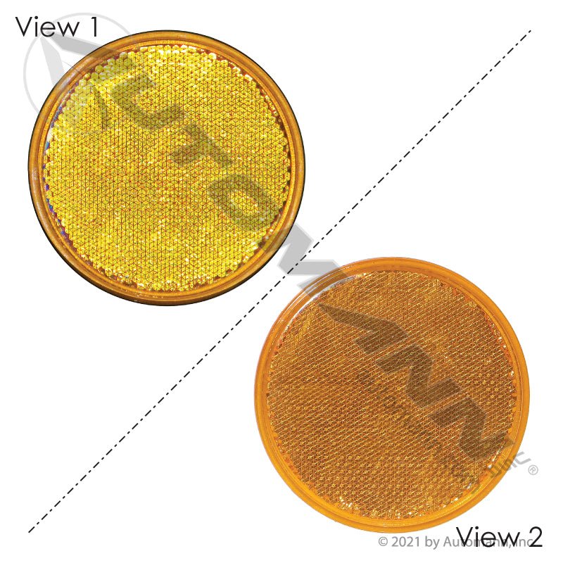 Reflex Reflector - Amber 3-3/16 in Round Quick-Mount - Grote 40063 Trucklite 98005Y 571.RF3QMA 571.RF3QMA - Automann - FLEETPRO PARTS & TIRES
