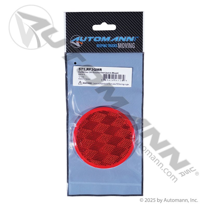 Reflex Reflector - Red 3-3/16 in Round Quick-Mount - Grote 40062 Trucklite 98005R 571.RF3QMR 571.RF3QMR - Automann - FLEETPRO PARTS & TIRES