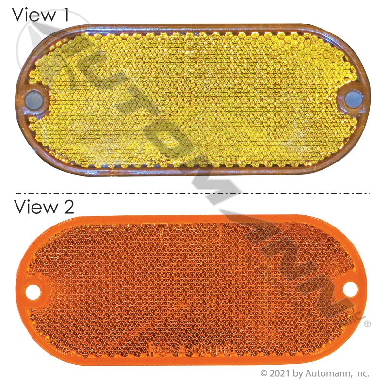 Reflex Reflector - Amber 4-3/8 in x 1-7/8 in Oval Quick-Mount - Grote 41043 B479A 571.RF4QMA 571.RF4QMA - Automann - FLEETPRO PARTS & TIRES