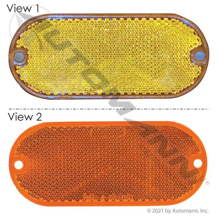 Reflex Reflector - Amber 4-3/8 in x 1-7/8 in Oval Quick-Mount - Grote 41043 B479A 571.RF4QMA 571.RF4QMA - Automann - FLEETPRO PARTS & TIRES