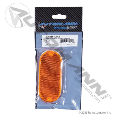 Reflex Reflector - Amber 4-3/8 in x 1-7/8 in Oval Quick-Mount - Grote 41043 B479A 571.RF4QMA 571.RF4QMA - Automann - FLEETPRO PARTS & TIRES
