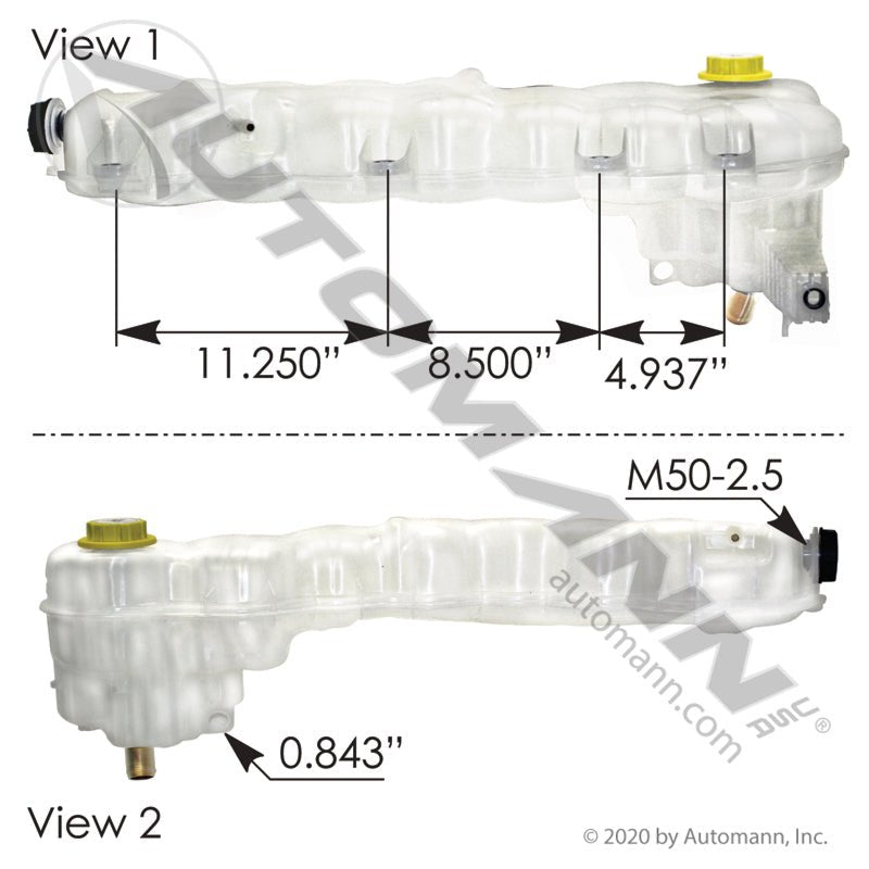 Freightliner Cascadia Coolant Reservoir – 2018 - 2026 Expansion Tank – Replaces A0532836000 575.10115 - Automann - FLEETPRO PARTS & TIRES