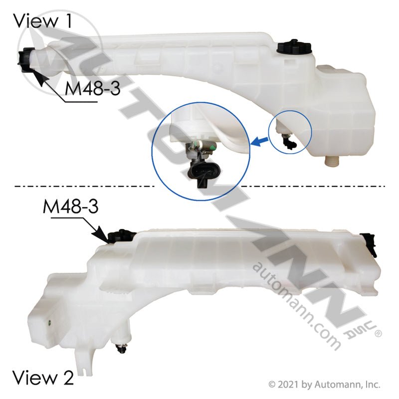 Volvo VNL Coolant Reservoir – Complete Kit with Caps & Sensor – Replaces 23059017 575.1082 - Automann - FLEETPRO PARTS & TIRES