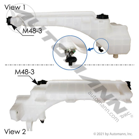 Volvo VNL Coolant Reservoir – Complete Kit with Caps & Sensor – Replaces 23059017 575.1082 - Automann - FLEETPRO PARTS & TIRES