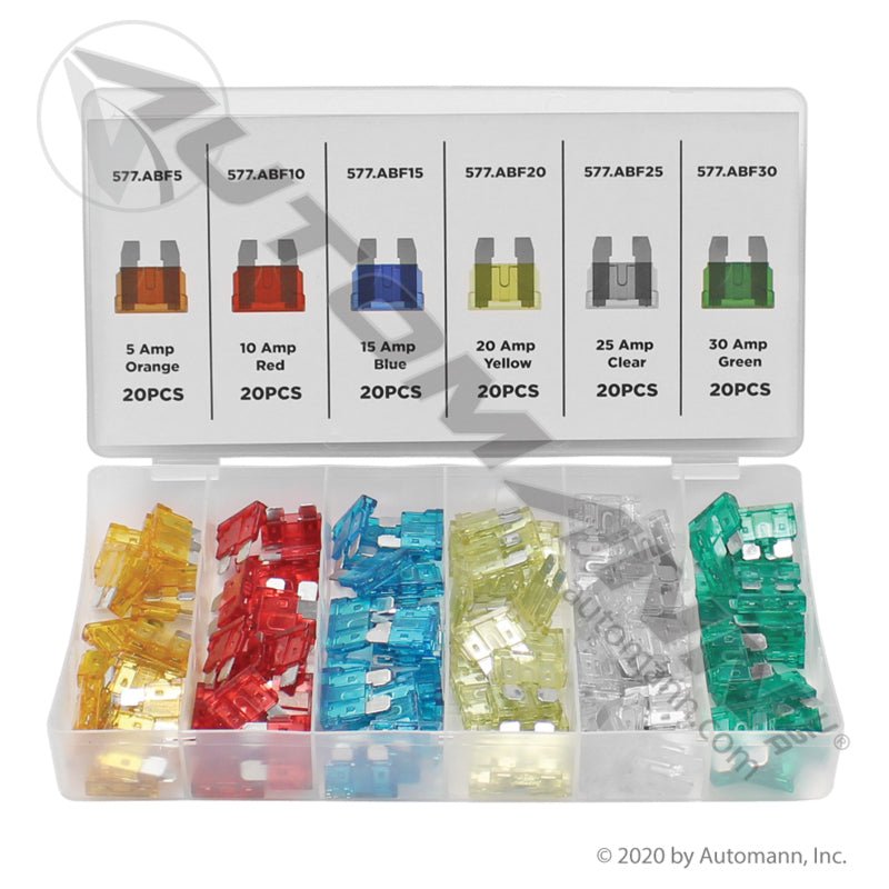 120 Piece Blade Fuse Assortment - Automann 577.ABF120 - KT ATD - 364 577.ABF120-KT - Automann - FLEETPRO PARTS & TIRES