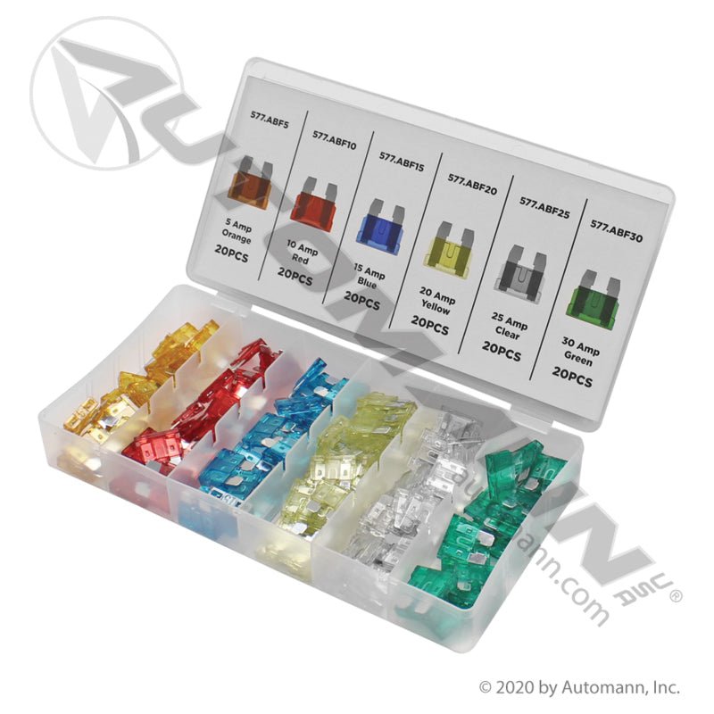 120 Piece Blade Fuse Assortment - Automann 577.ABF120 - KT ATD - 364 577.ABF120-KT - Automann - FLEETPRO PARTS & TIRES