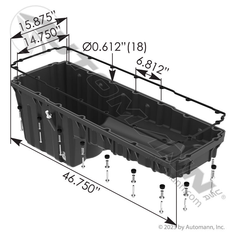 Thermoplastic Engine Oil Pan 47 Qt Front Sump - Detroit DD15 EPA10 / GHG14 / GHG17 - Freightliner A-472-010-23-13 802.46292 802.46292 - Automann - FLEETPRO PARTS & TIRES