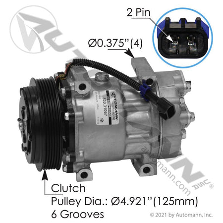 Volvo D13 MP8 AC Compressor - 2018 - 2026 Replaces OEM 20501069 8088112 830.31067 - Automann - FLEETPRO PARTS & TIRES