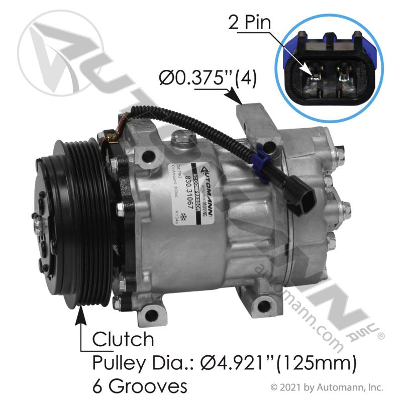 Volvo D13 MP8 AC Compressor - 2018 - 2026 Replaces OEM 20501069 8088112 830.31067 - Automann - FLEETPRO PARTS & TIRES