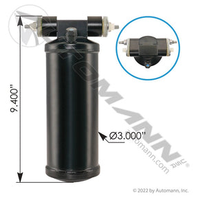 A/C Receiver Drier - 3in x 9.25in Pad Inlet/Outlet for Volvo VNL & Mack - Volvo 82771584 MEI 7635 830.41097