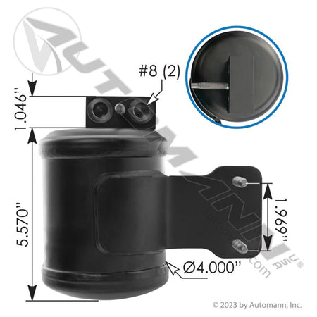 Freightliner Cascadia AC Receiver Drier - 2018 - 2026 Replaces A22 - 73395 - 000 7638 830.41102 - Automann - FLEETPRO PARTS & TIRES