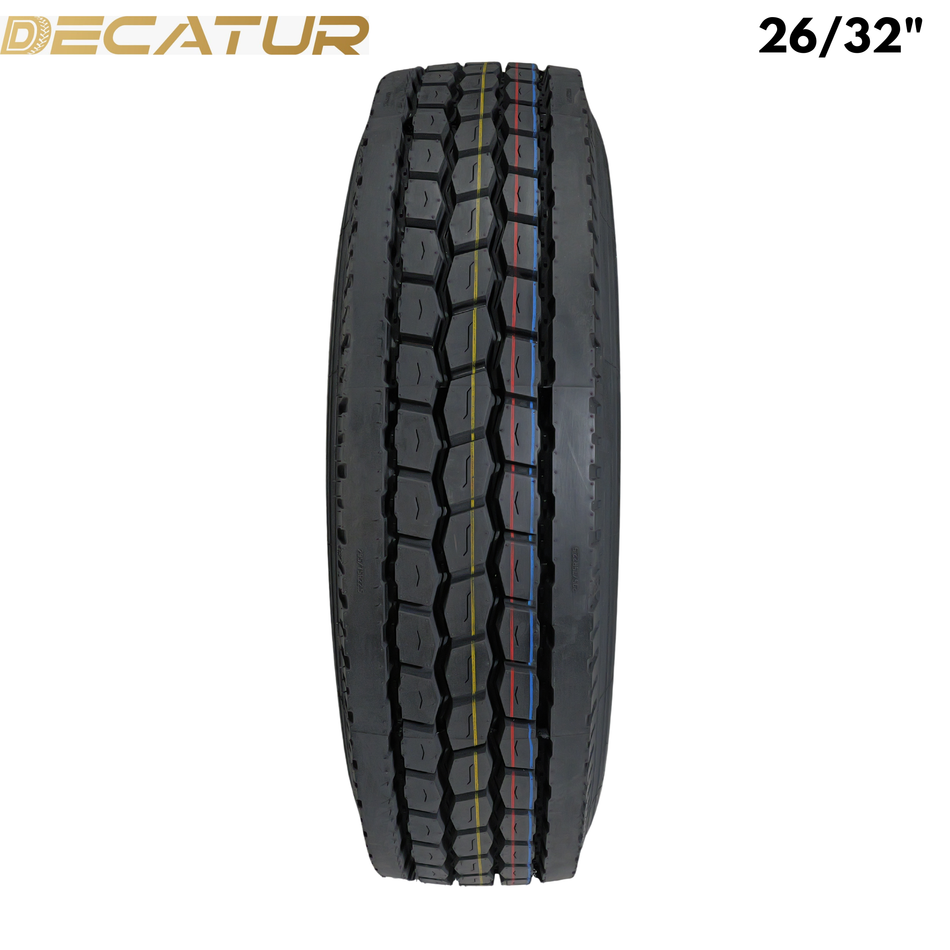 Decatur Fuel Eco D25 295/75R22.5 Drive Position Tire – 16-Ply Load Range H – 26/32" Deep Tread Fuel Efficient Radial - Fleet Pro Parts & Tires Inc.