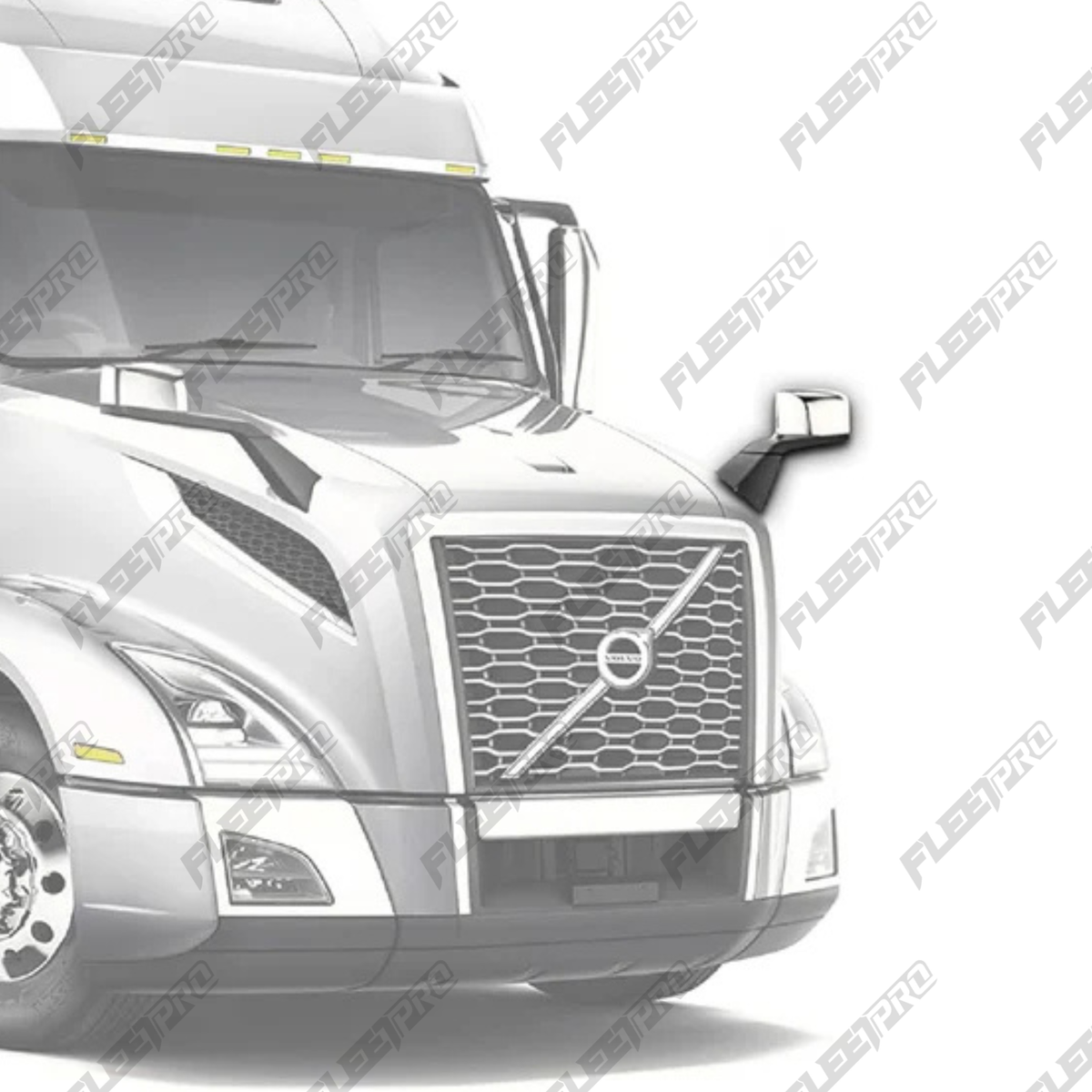 LH Hood Mirror Volvo VNL Chrome & Black with Heat – 2018-2025 (Gen 3) Driver Side OEM Replacement 84723681 - Fleet Pro Parts & Tires Inc.