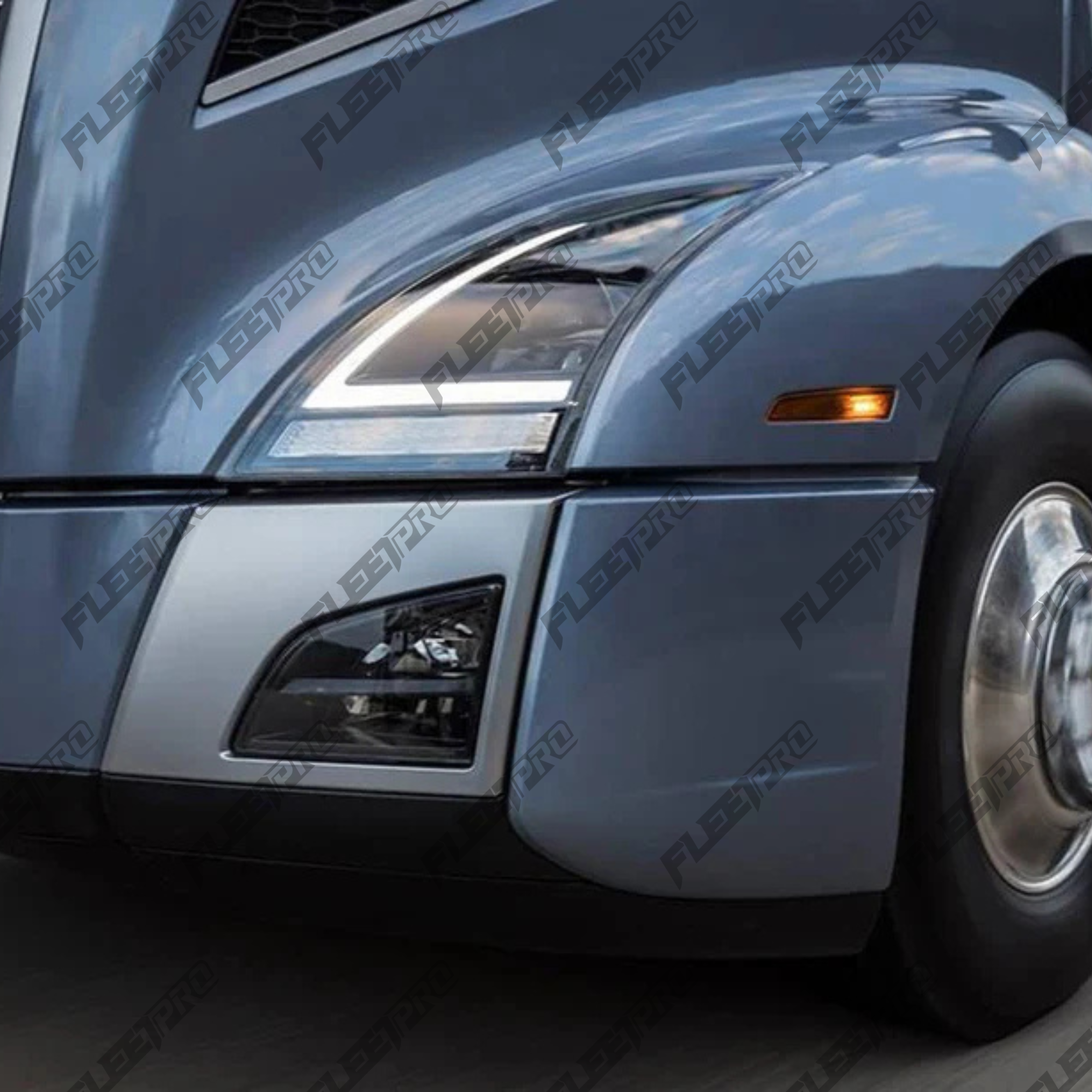 Volvo VNL Corner Bumper (2018–2024) – Driver Side Primed – Fog Light Cutout – Replaces 82750068 - Fleet Pro Parts & Tires Inc.