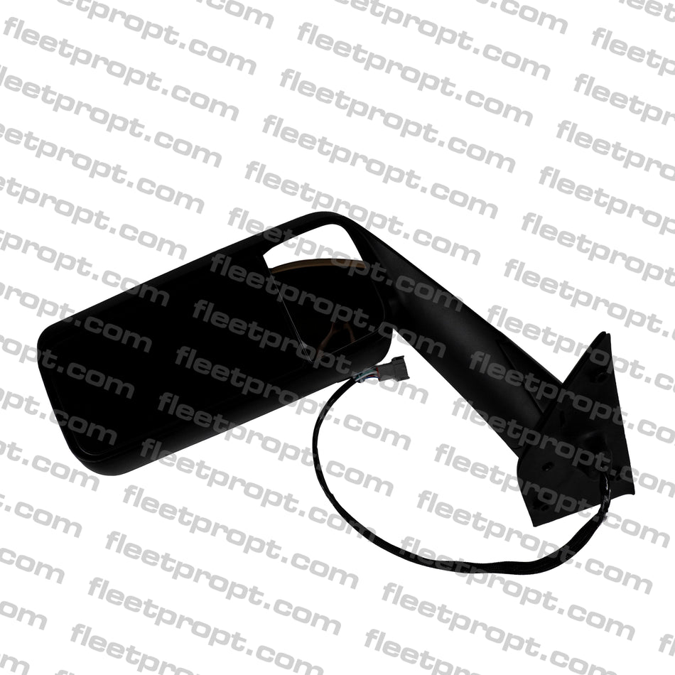 RH Door Mirror, Black arm with Chrome cover, with Bracket, with Heating, with Electrical, 2018+ Freightliner New Cascadia. OEM A22-78606-007, 563.46104C