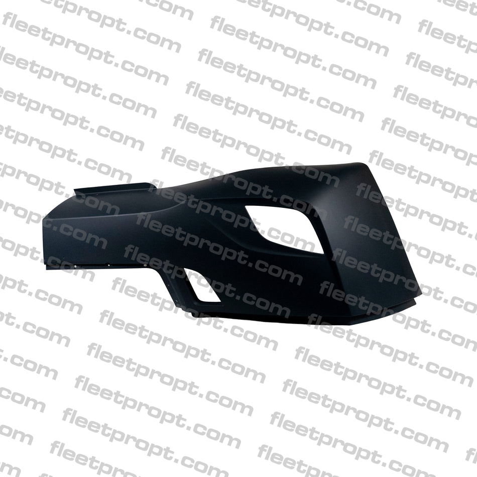RH Corner Bumper Outer with Holes, Black, 2018+, Freightliner New Cascadia (better quality). OEM 21-29100-013, 564.46360F