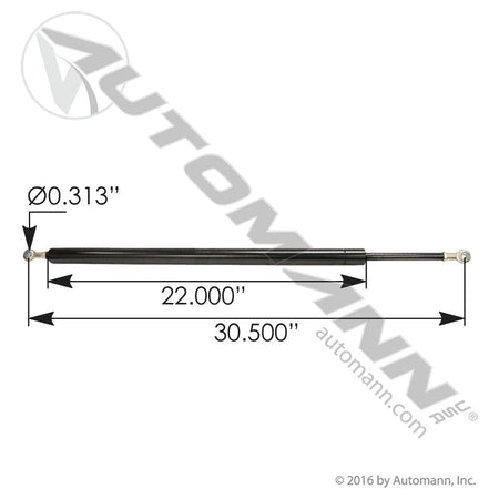 Hood Strut Non-Locking - 30.5in Extended, Kenworth T680 / Peterbilt 579 - Replaces L716008 L71-6008 A99608 A99608 - Automann - FLEETPRO PARTS & TIRES