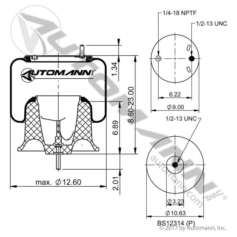 Freightliner Air Spring Rolling Lobe – Plastic Base – Replaces Firestone 9759