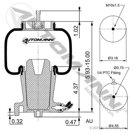 Volvo VNL Cabin Air Spring – Day Cab (2001 - Up) – Replaces 20530776 & 1S5 - 156 ABSZ70-2451 - Automann - FLEETPRO PARTS & TIRES
