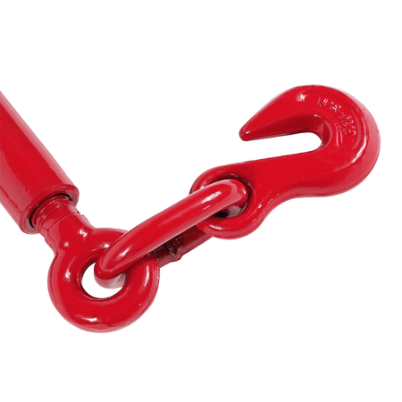 Ratchet Chain Binder for 5/16" - 3/8" Chains – 5,400 lbs WLL – Grade 70 & 80 Compatible – Heavy Duty Red Steel EBLB002 - FleetPro - FLEETPRO PARTS & TIRES