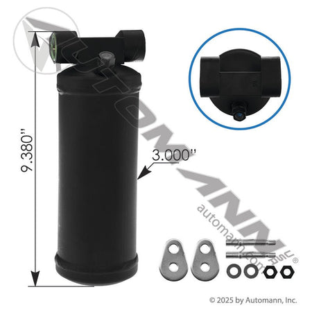 Everco HD OE A/C Receiver Drier - Volvo VNL & Mack - Volvo 82771584 MEI 7635 EVR908961 EVR908961 - Everco HD - FLEETPRO PARTS & TIRES
