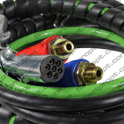 3 - in - 1 Semi Truck Air Line & ABS Power Kit 15ft – Heavy - Duty Rubber Hose Assembly F-2412 - FleetPro - FLEETPRO PARTS & TIRES