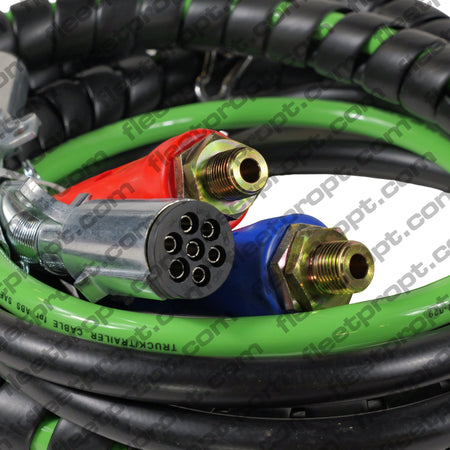 3 - in - 1 Semi Truck Air Line & ABS Power Kit 15ft – Heavy - Duty Rubber Hose Assembly F-2412 - FleetPro - FLEETPRO PARTS & TIRES