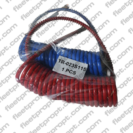 Coiled Air Brake Hose Set 15ft – Red & Blue Long Tail 40" Trailer Leads F-245 - FleetPro - FLEETPRO PARTS & TIRES