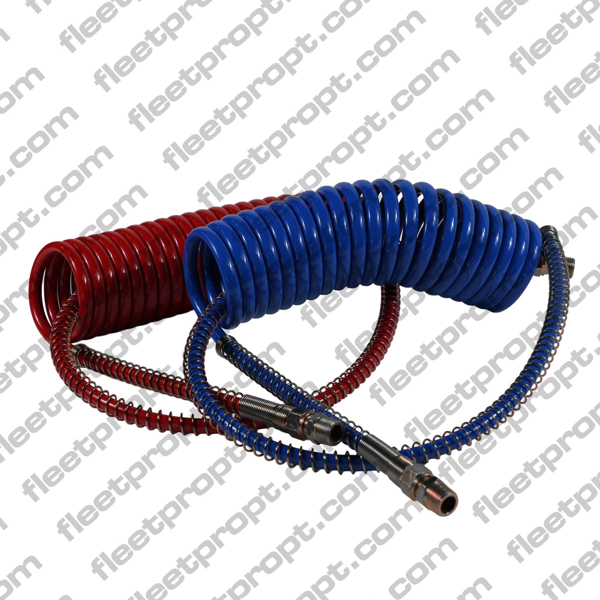 Coiled Air Brake Hose Set 15ft – Red & Blue Long Tail 40" Trailer Leads F-245 - FleetPro - FLEETPRO PARTS & TIRES