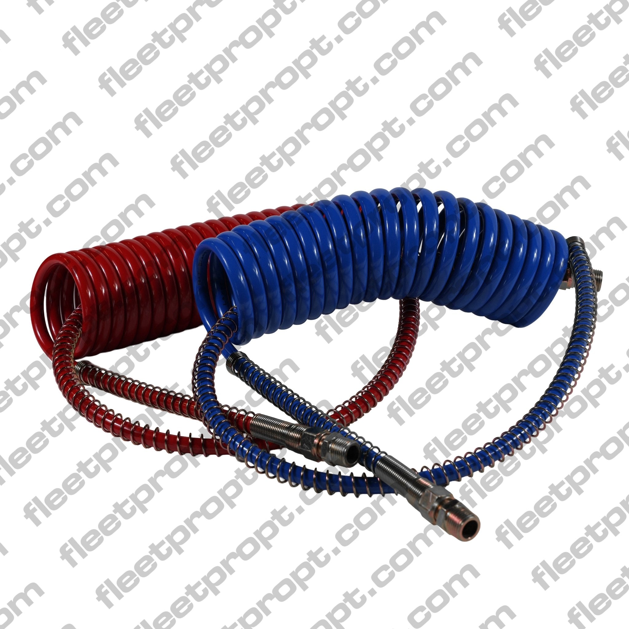 Coiled Air Brake Hose Set 15ft – Red & Blue Long Tail 40" Trailer Leads F-245 - FleetPro - FLEETPRO PARTS & TIRES