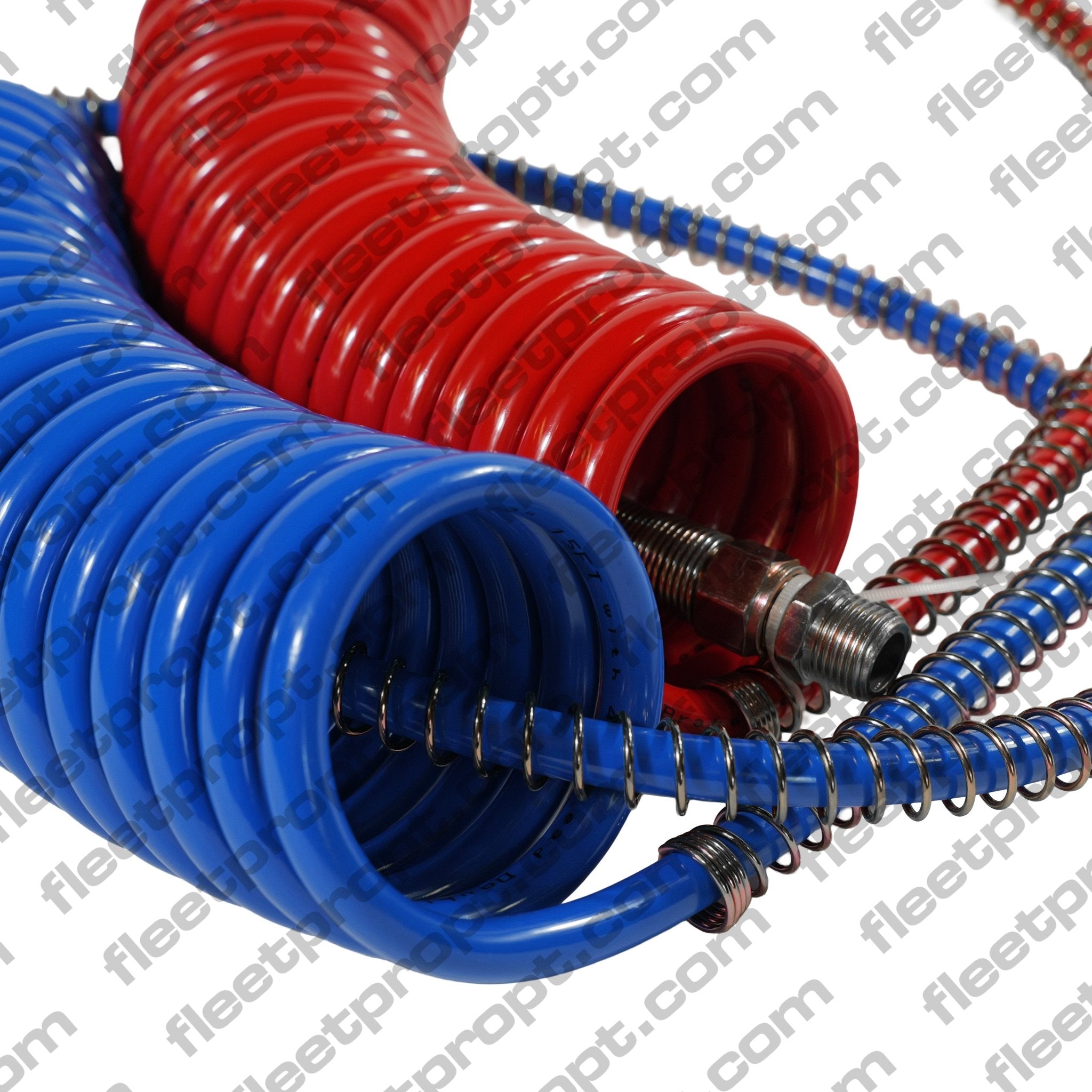 Coiled Air Brake Hose Set 15ft – Red & Blue Long Tail 40" Trailer Leads F-245 - FleetPro - FLEETPRO PARTS & TIRES