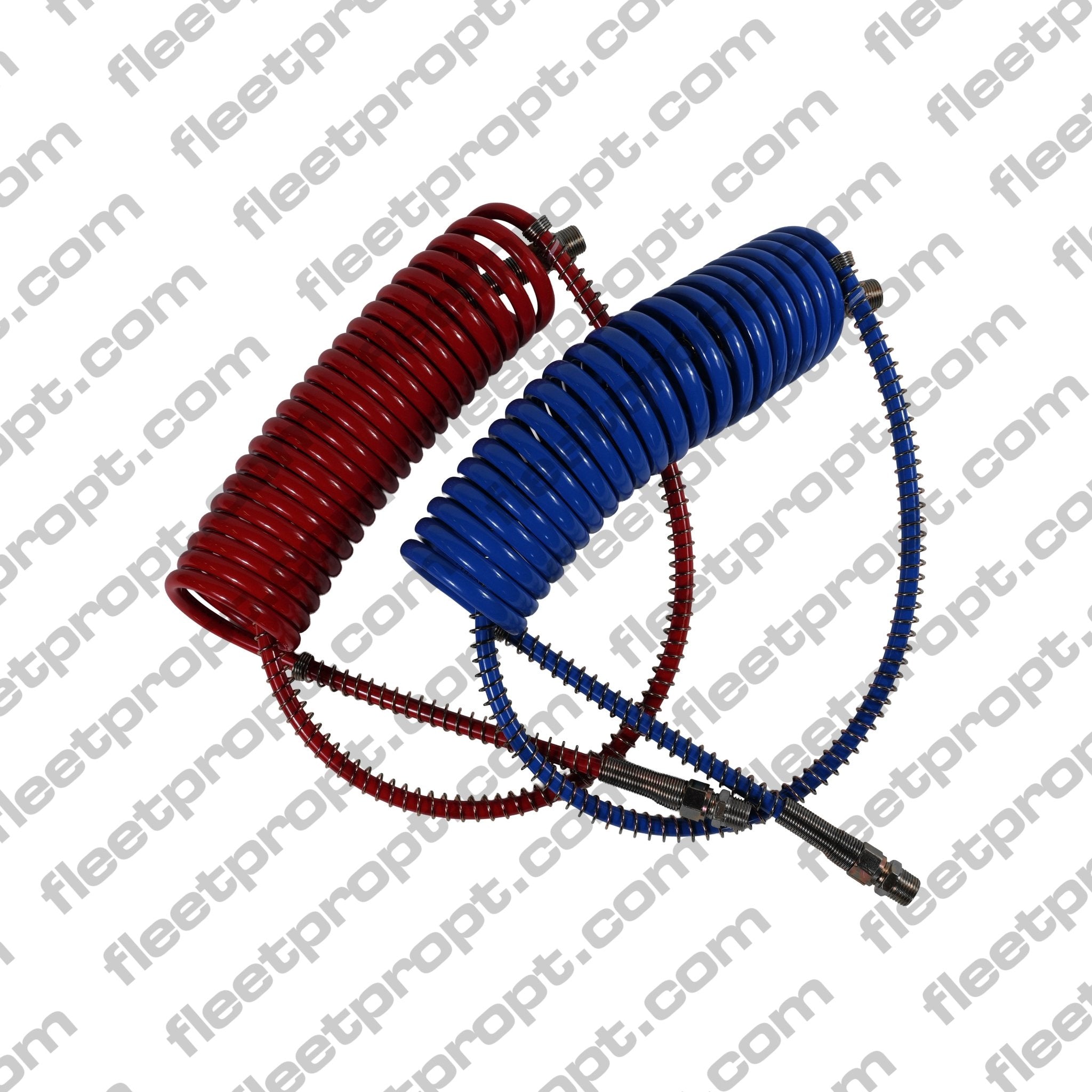 Coiled Air Brake Hose Set 15ft – Red & Blue Long Tail 40" Trailer Leads F-245 - FleetPro - FLEETPRO PARTS & TIRES