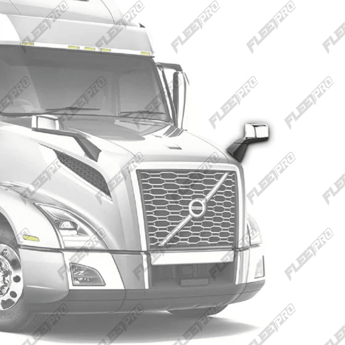 LH Hood Mirror Volvo VNL Chrome & Black with Heat – 2018 - 2025 (Gen 3) Driver Side OEM Replacement 84723681 F-3023A-LS32 - FleetPro - FLEETPRO PARTS & TIRES