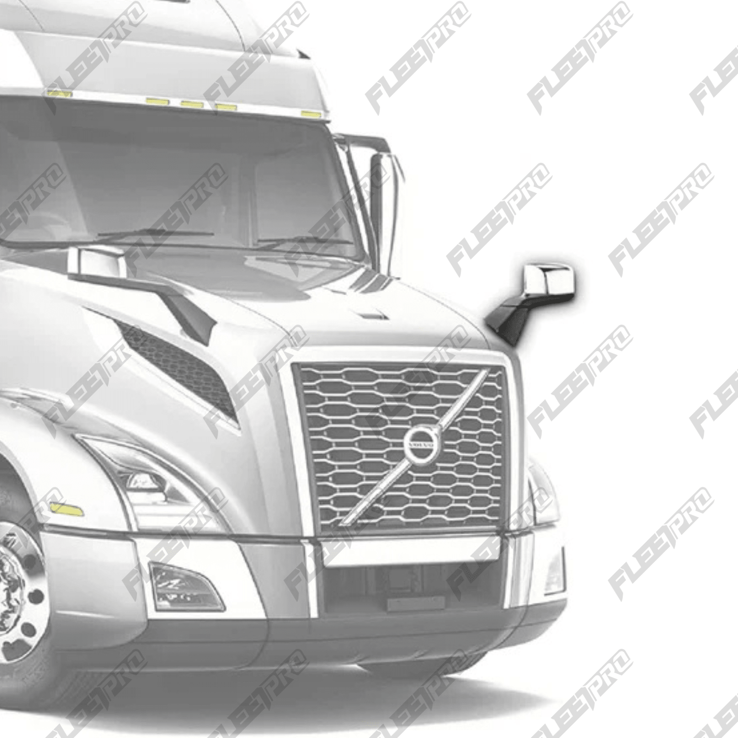 LH Hood Mirror Volvo VNL Chrome & Black with Heat – 2018 - 2025 (Gen 3) Driver Side OEM Replacement 84723681 F-3023A-LS32 - FleetPro - FLEETPRO PARTS & TIRES