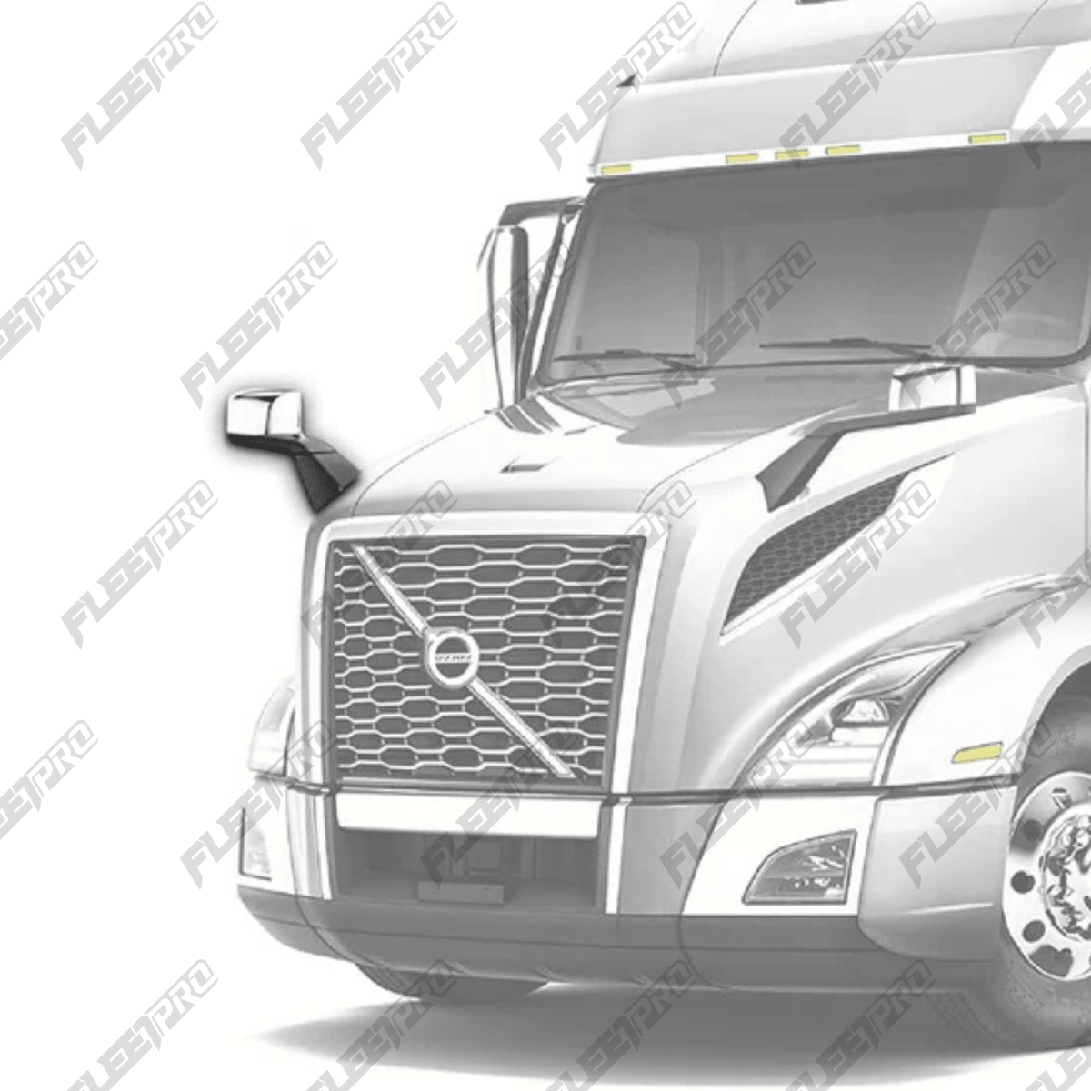 Volvo VNL Hood Mirror (2018–2025 Gen 3) – Passenger Side Chrome & Black Heated Assembly – Replaces 84723683 F-3023A-RS32 - FleetPro - FLEETPRO PARTS & TIRES
