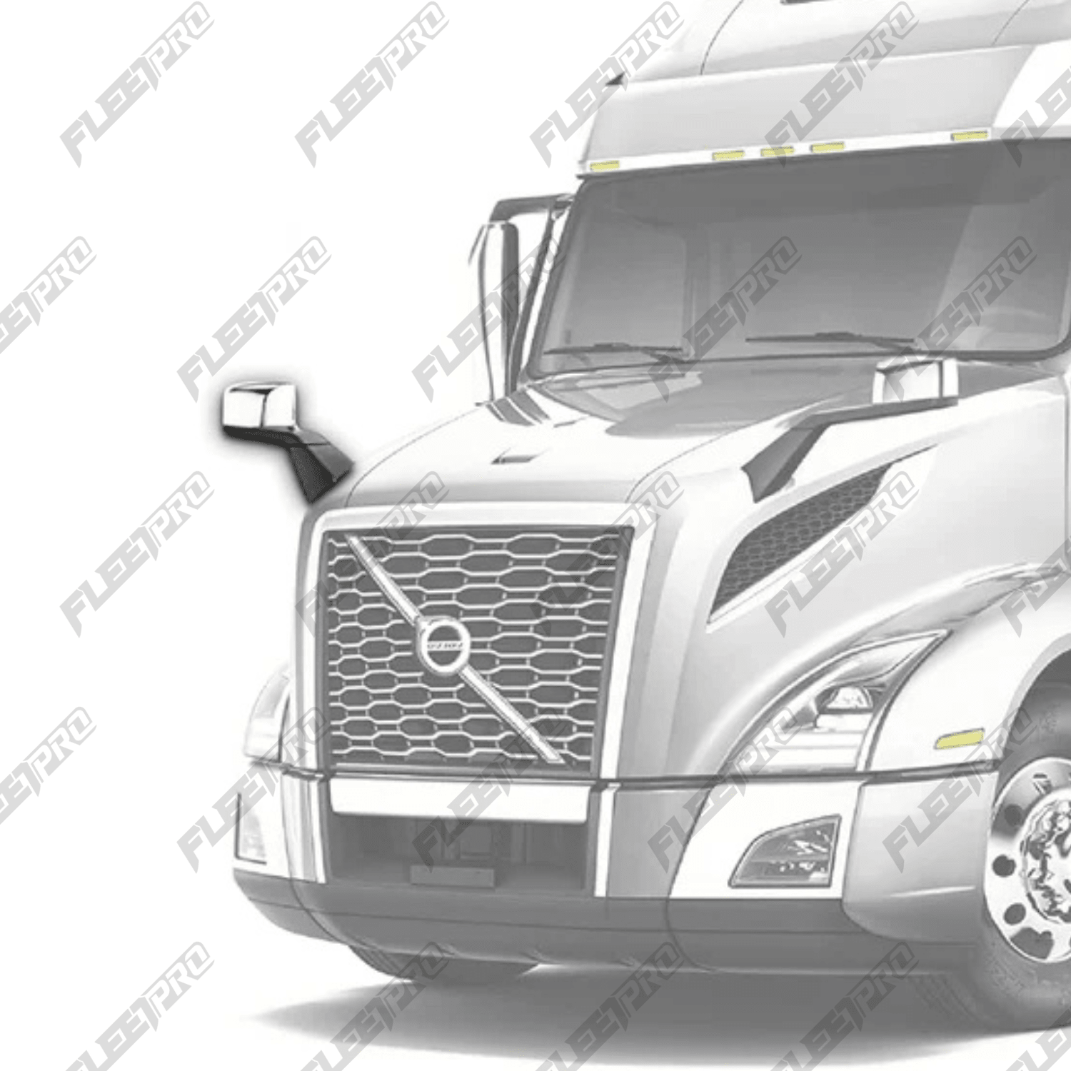 Volvo VNL Hood Mirror (2018–2025 Gen 3) – Passenger Side Chrome & Black Heated Assembly – Replaces 84723683 F-3023A-RS32 - FleetPro - FLEETPRO PARTS & TIRES