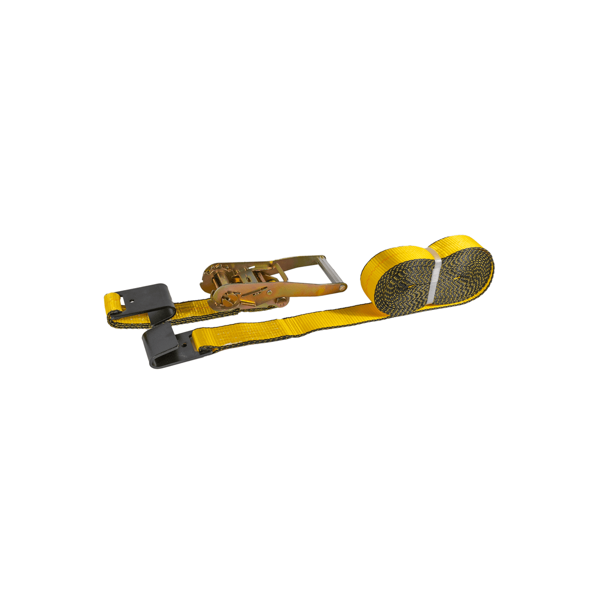 Ratchet Strap (2" x 30') with Flat Hook – 2 - Pack Heavy - Duty Yellow Tie - Downs – 3,333 lb WLL FL001 - FleetPro - FLEETPRO PARTS & TIRES