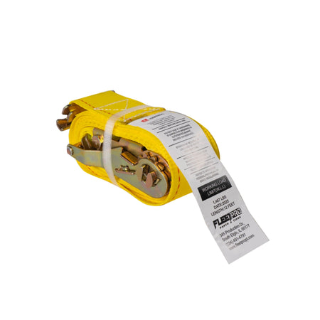 E - Track Ratchet Strap (2" x 12') with Spring Fittings – Yellow Heavy - Duty Cargo Tie - Down – 1,467 lb WLL FL002 - FleetPro - FLEETPRO PARTS & TIRES