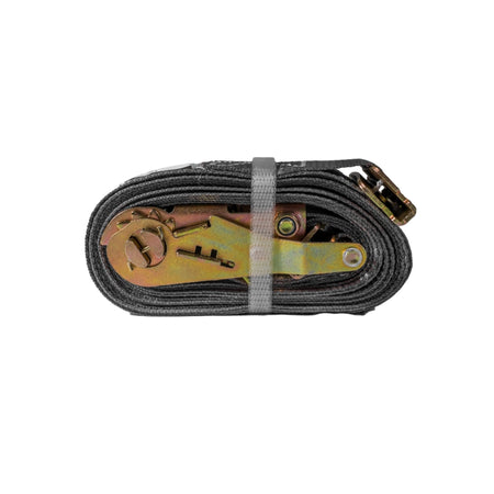 E - Track Ratchet Strap (2" x 16') with Spring Fittings – Gray Heavy - Duty Cargo Tie - Down – 1,467 lb WLL FL003 - FleetPro - FLEETPRO PARTS & TIRES