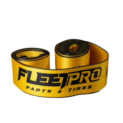 Winch Strap (4" x 30') with Flat Hook – Heavy - Duty Yellow Webbing – 5,400 lb WLL – DOT Approved FL005 - FleetPro - FLEETPRO PARTS & TIRES