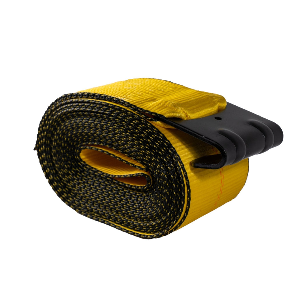 Winch Strap (4" x 30') with Flat Hook – Heavy - Duty Yellow Webbing – 5,400 lb WLL – DOT Approved FL005 - FleetPro - FLEETPRO PARTS & TIRES