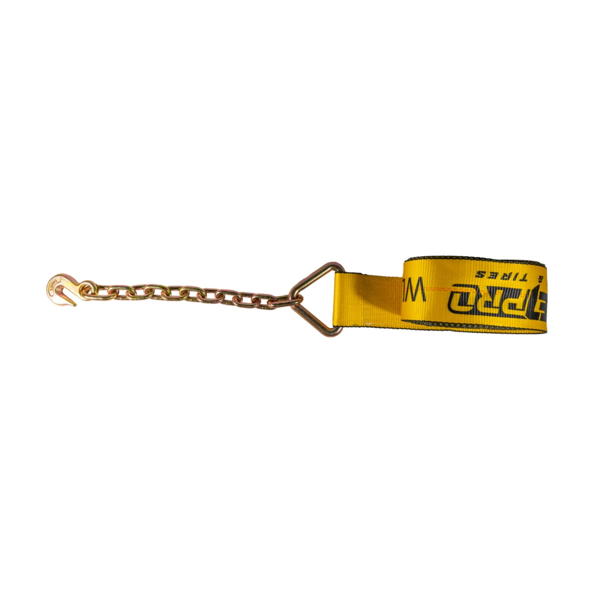 Winch Strap (4" x 40') with Chain Anchor – Heavy - Duty Yellow Webbing – 5,400 lb WLL FL008 - FleetPro - FLEETPRO PARTS & TIRES
