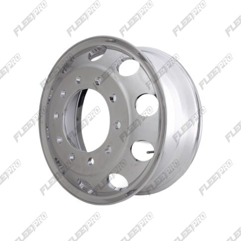 Polished Aluminum 22.5 Truck Wheel - 22.5" x 8.25" Hub Pilot - High Mirror Finish FP-88367X - FleetPro - FLEETPRO PARTS & TIRES