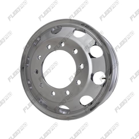 Polished Aluminum 22.5 Truck Wheel - 22.5" x 8.25" Hub Pilot - High Mirror Finish FP-88367X - FleetPro - FLEETPRO PARTS & TIRES