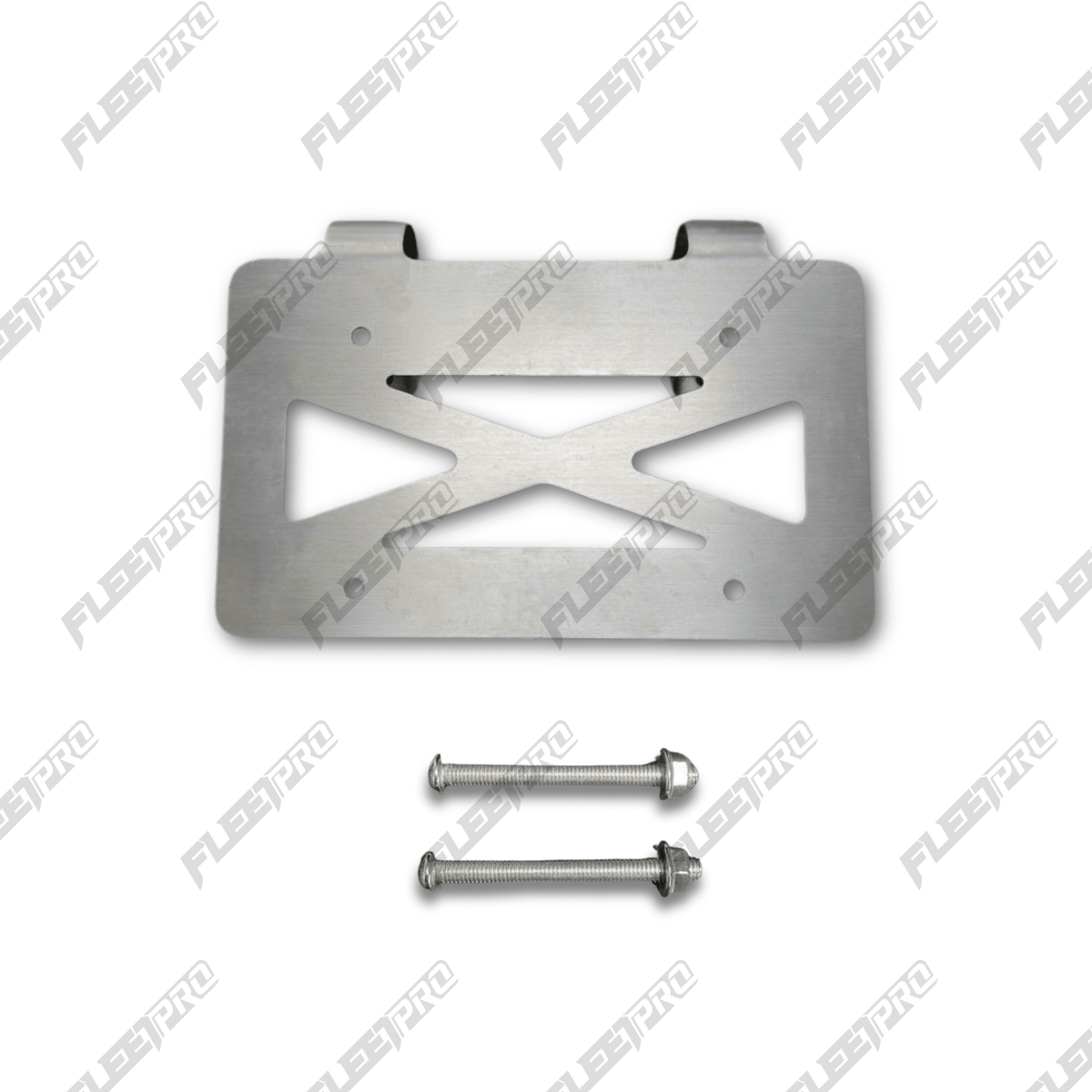 Deer Guard License Plate Holder – Silver Steel – Universal Bumper Mount FPH2025 - FleetPro - FLEETPRO PARTS & TIRES