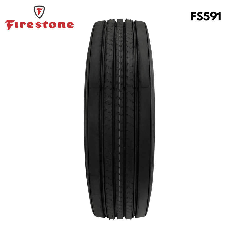 Firestone FS591 Steer Tire 295/75R22.5 - 18/32" Tread Depth 16 - Ply FS591 - Firestone - FLEETPRO PARTS & TIRES