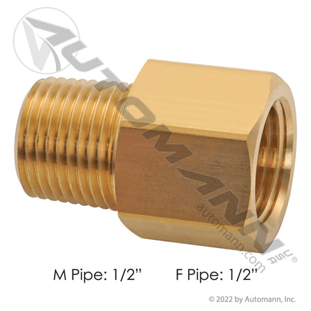 Brass Adapter - 1/2" NPT Male x 1/2" NPT Female Air Line Fitting - Replaces Eaton 3200X8 Parker 222P88 177.9120DD