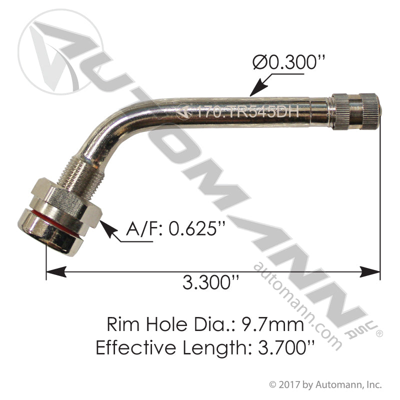 Tubeless Valve Stem 3.700in Angled 60 Degree - TR545DH Alcoa Style Aluminum Wheel 170.TR545DH